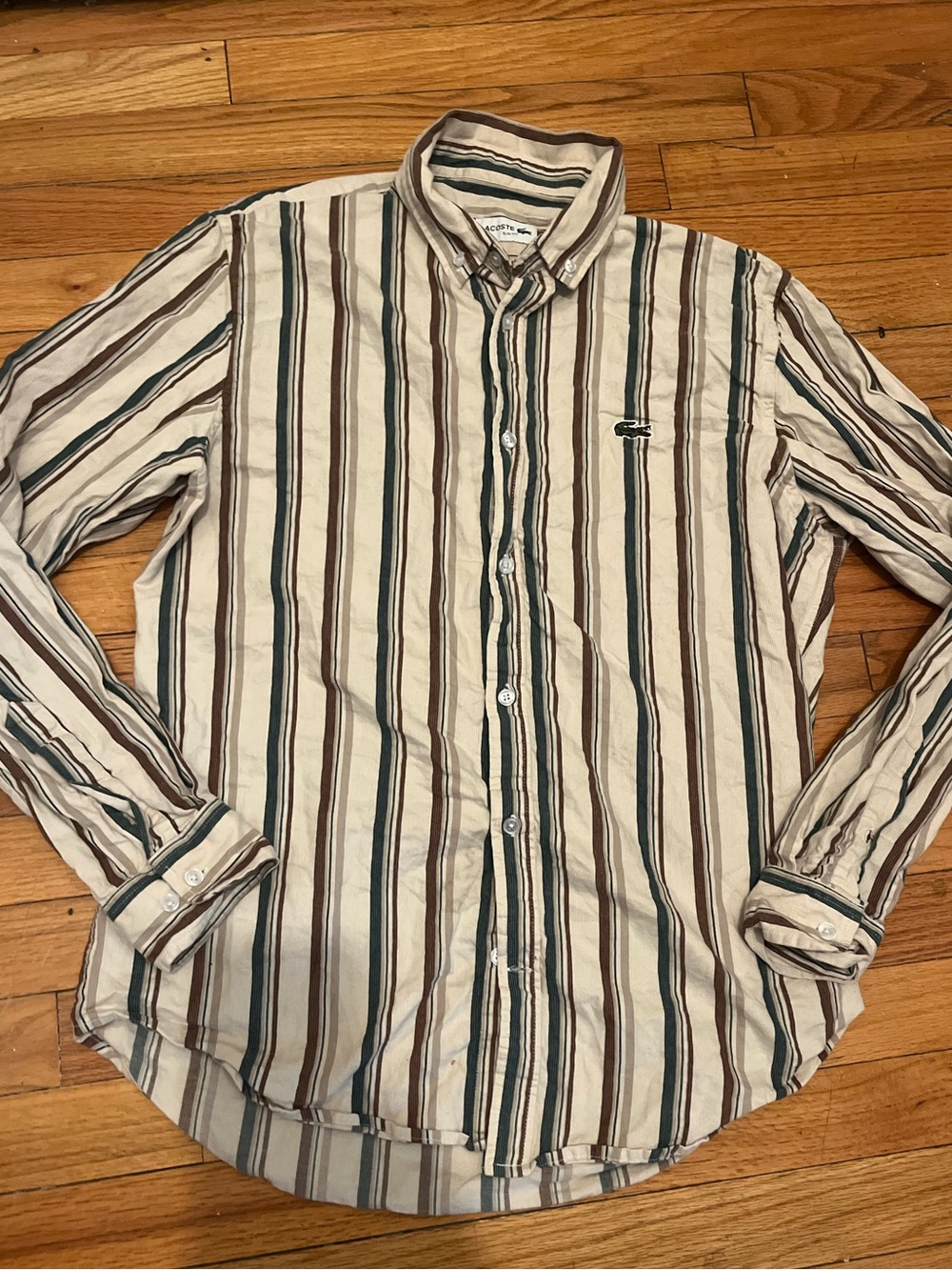 vintage Lacoste multi-colored striped long-sleeve button-down shirt